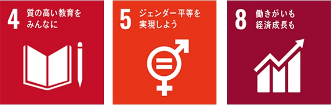 4.質の高い教育をみんなに、5.ジェンダー平等を実現しよう、8.働きがいも経済成長もの写真